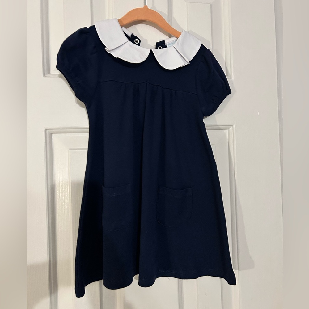 Edgehill Collection Navy Dress with White Collar, 3T